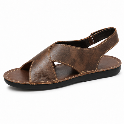Men sandals with cross strap and adjustable slingback for walking