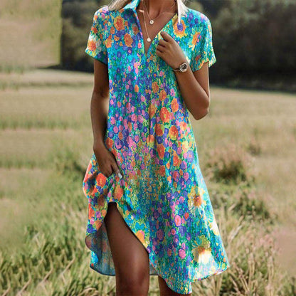 Summer dresses for women with short sleeves and a loose swing fit