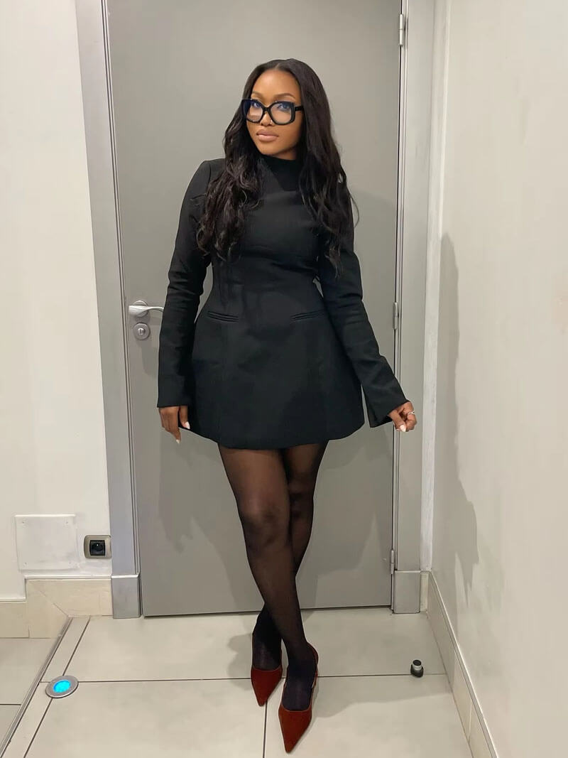 Long sleeve backless mini dress for women with flared skirt