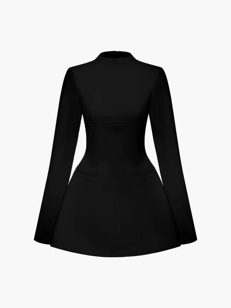Long sleeve backless mini dress for women with flared skirt