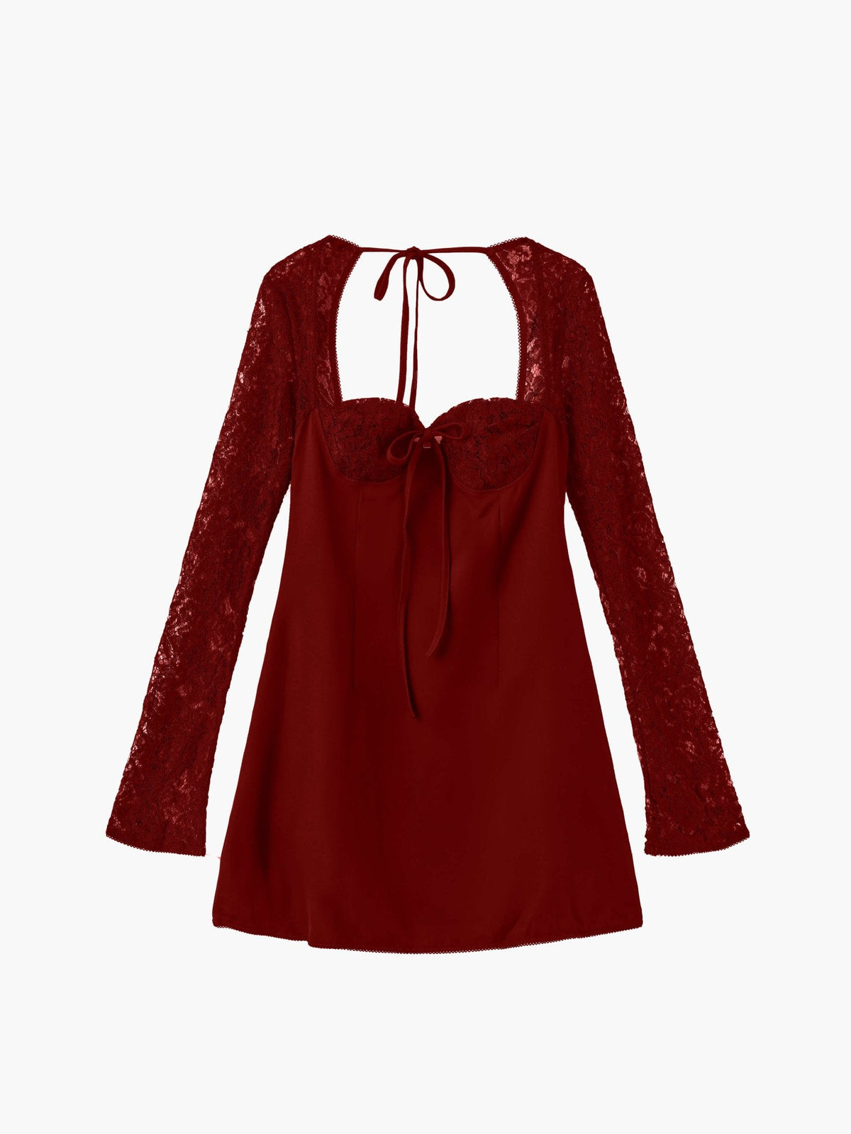Mini dress with long sleeves and lace detail for women
