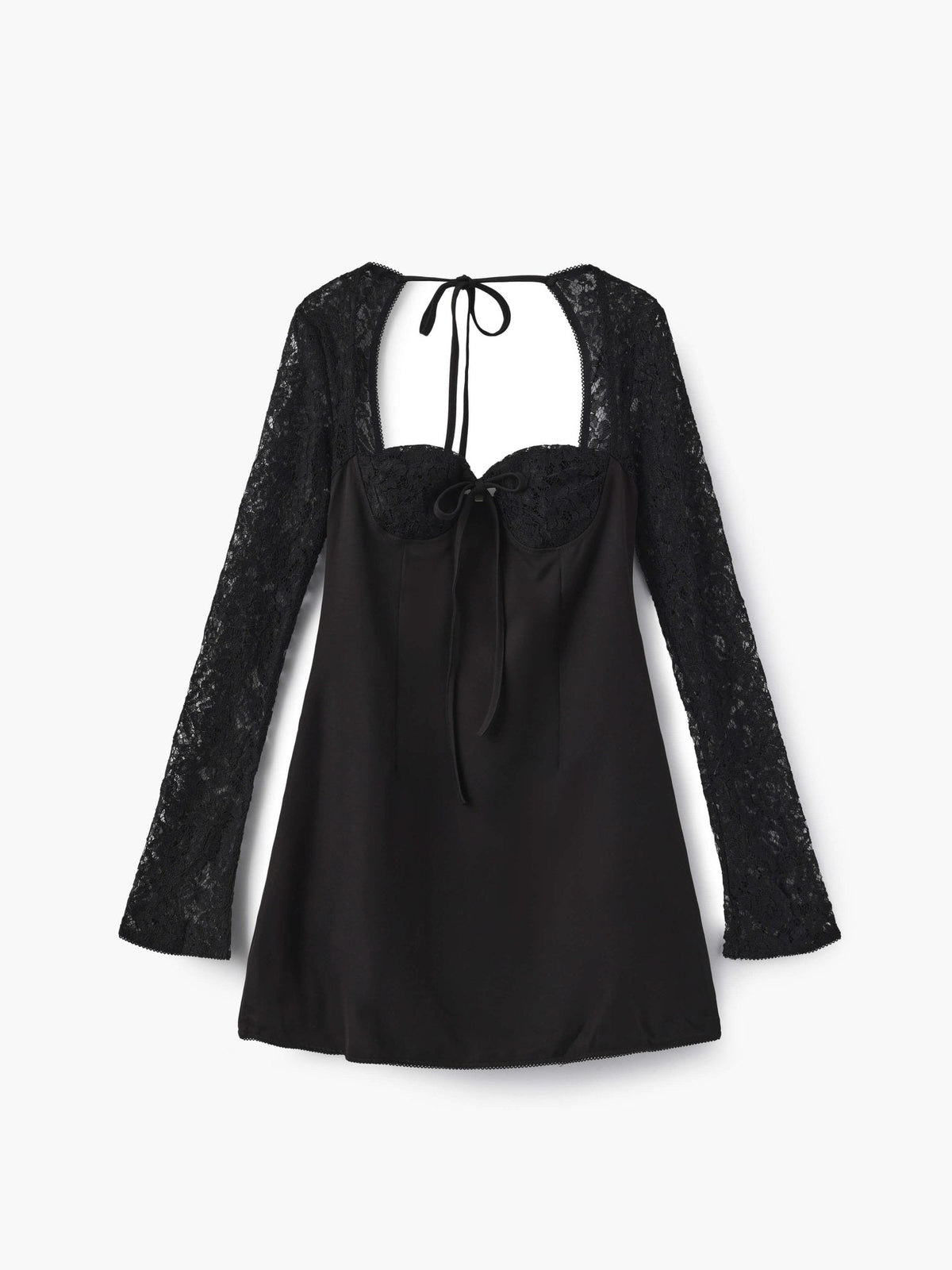 Mini dress with long sleeves and lace detail for women