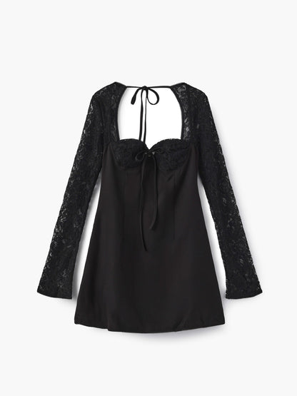 Mini dress with long sleeves and lace detail for women