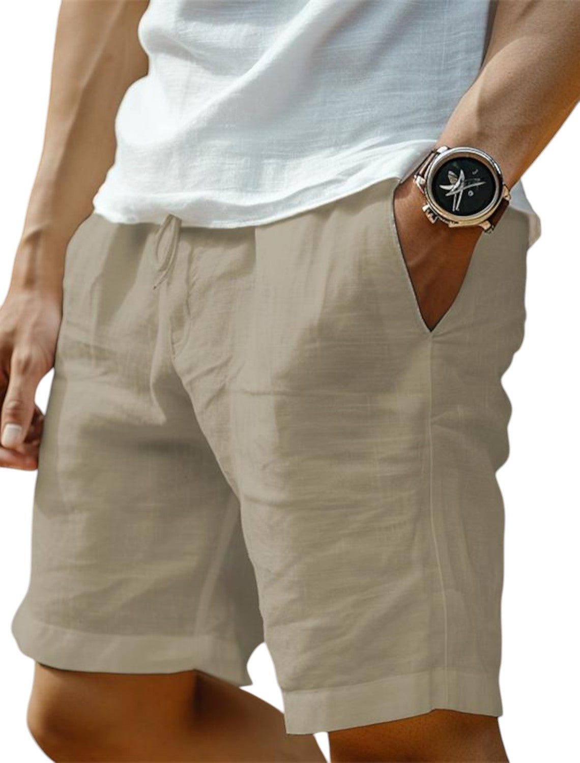 Mens shorts with drawstring waist and side pockets for men
