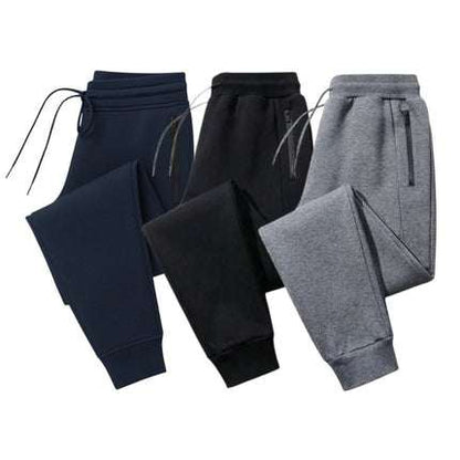 Track pants for men, 3 pack with zip pockets and drawstring waist