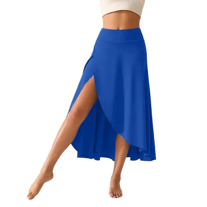 Split maxi skirt for women with high waist and wrap front