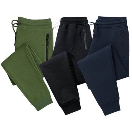 Track pants for men, 3 pack with zip pockets and drawstring waist