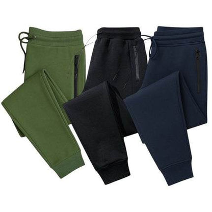 Track pants for men, 3 pack with zip pockets and drawstring waist