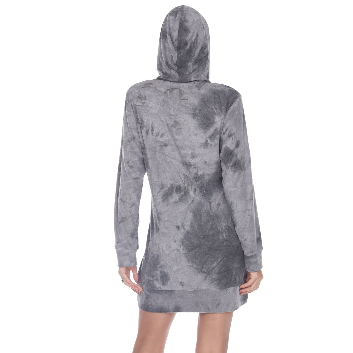 Tie dye mini dress for women with hood and kangaroo pocket